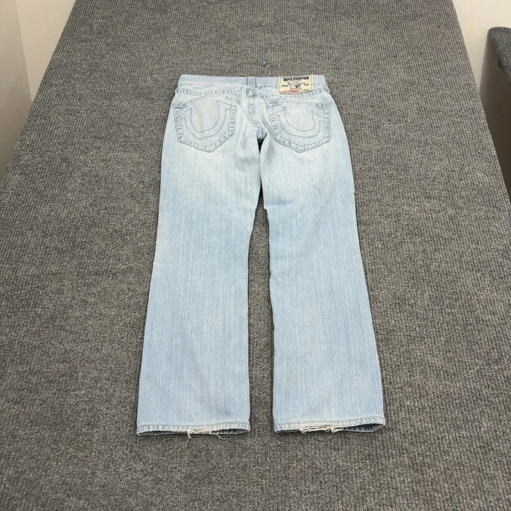 True Religion Jeans Mens 31 Light Wash Cotton Distressed Straight Leg Y2K Style